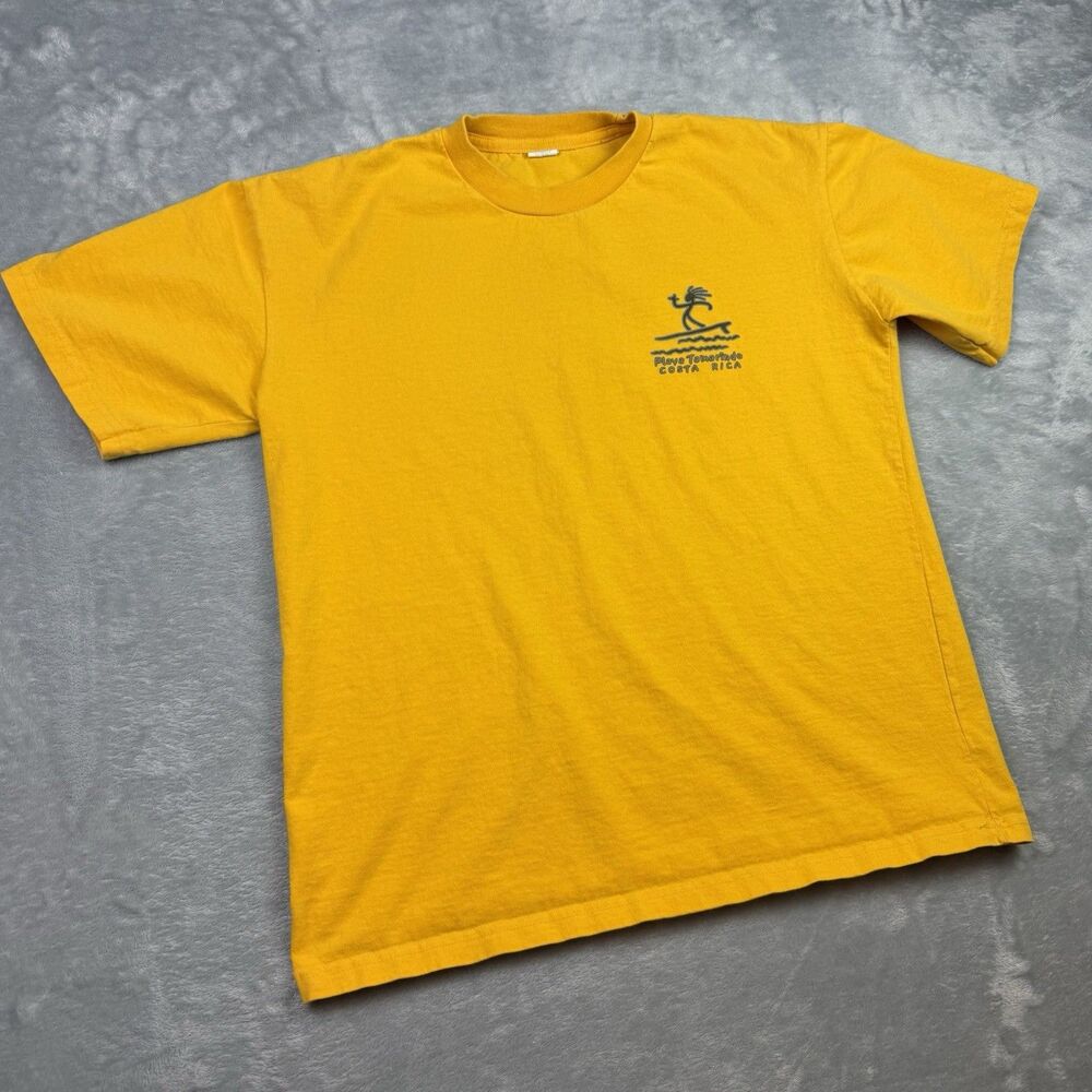 Vintage Playa Tamarindo Costa Rica Surf Tourist T Shirt Yellow Medium